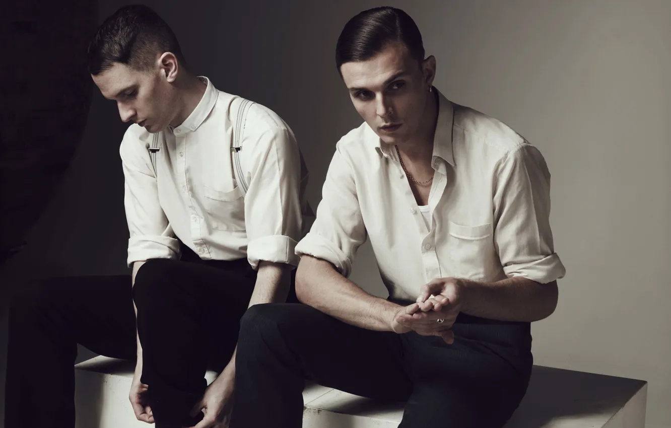 Photo wallpaper group, UK, male, Theo Hutchcraft, Hurts, Theo Hutchcraft, Adam Anderson, Adam Anderson
