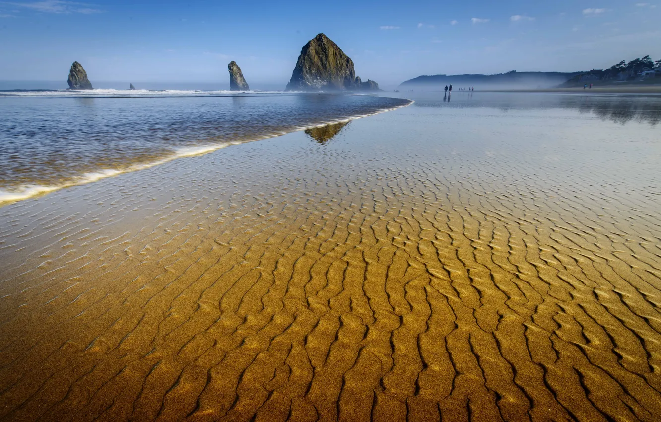 Photo wallpaper sea, the sky, rocks, shore, tide