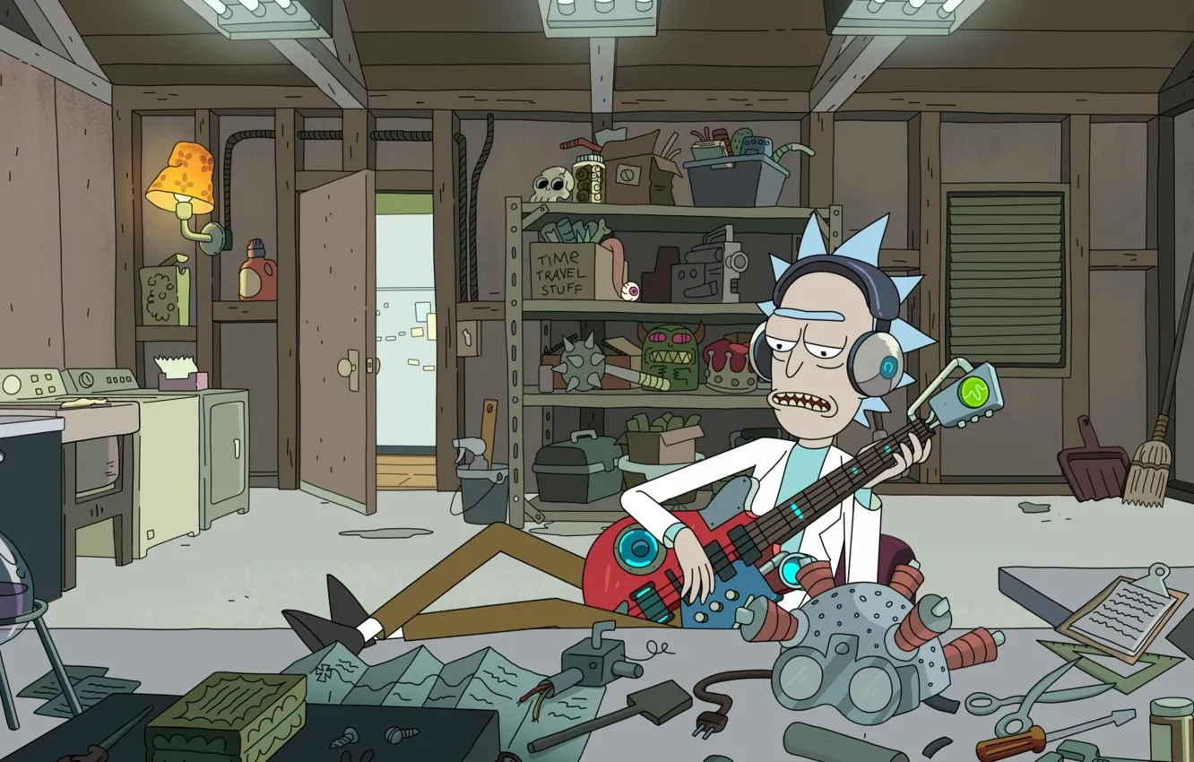Photo wallpaper guitar, garage, guitar, the series, plays, the cartoon series, stuff, garage