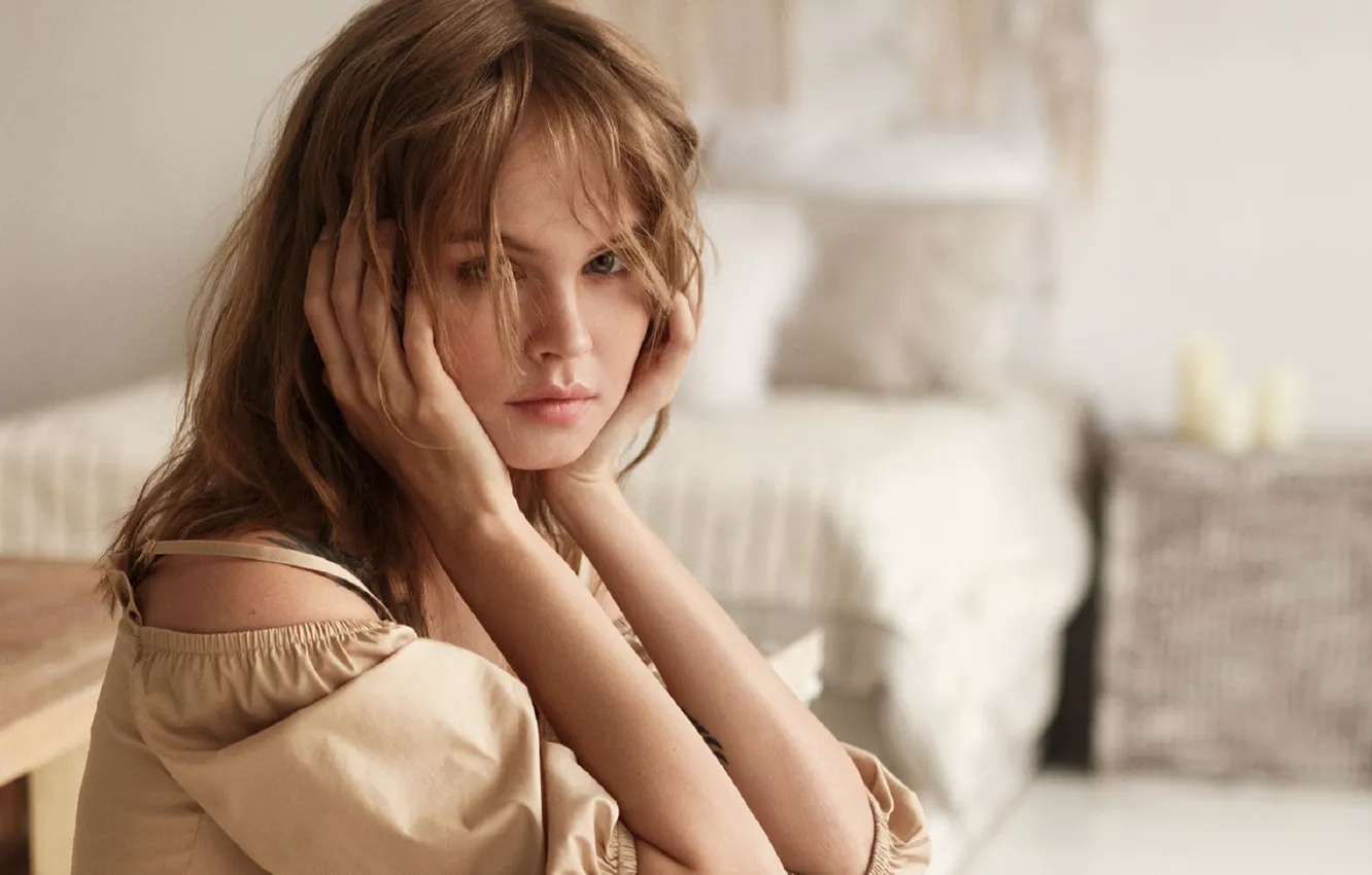 Photo wallpaper look, girl, face, model, Anastasia Shcheglova, Hannes Walendy