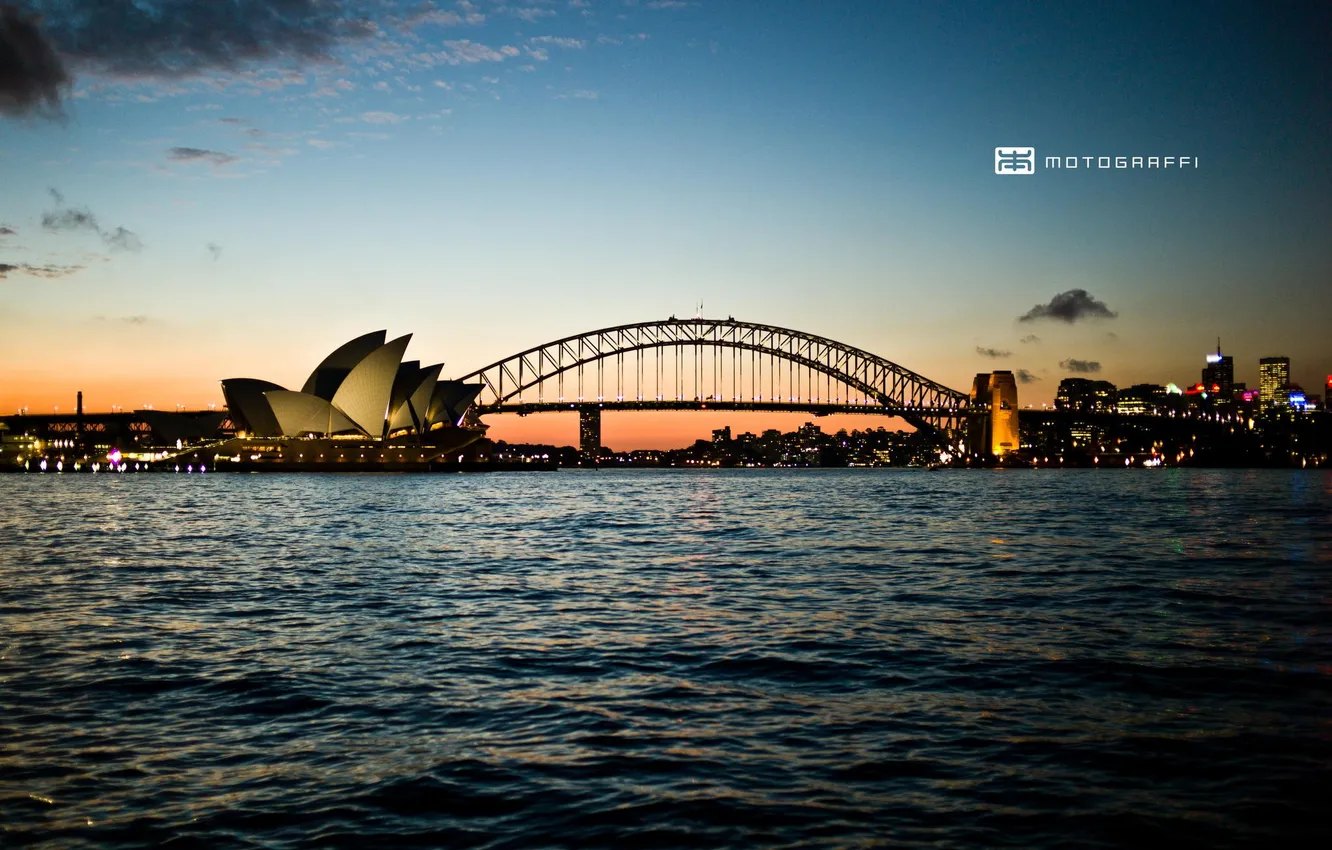 Photo wallpaper sunset, bridge, Australia, Sydney, Motograffi Photography, Opera house