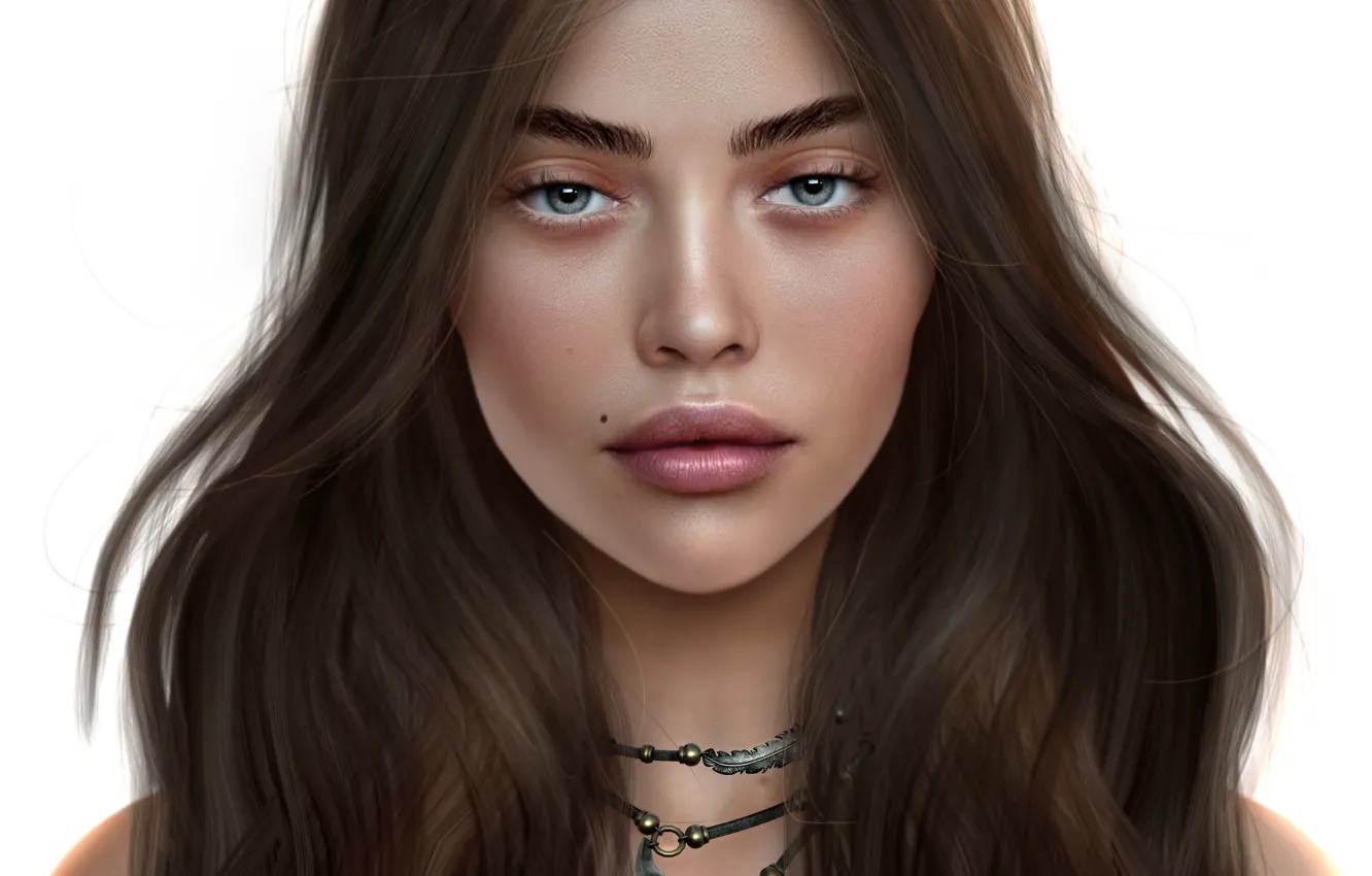 Photo wallpaper girl, portrait, mole