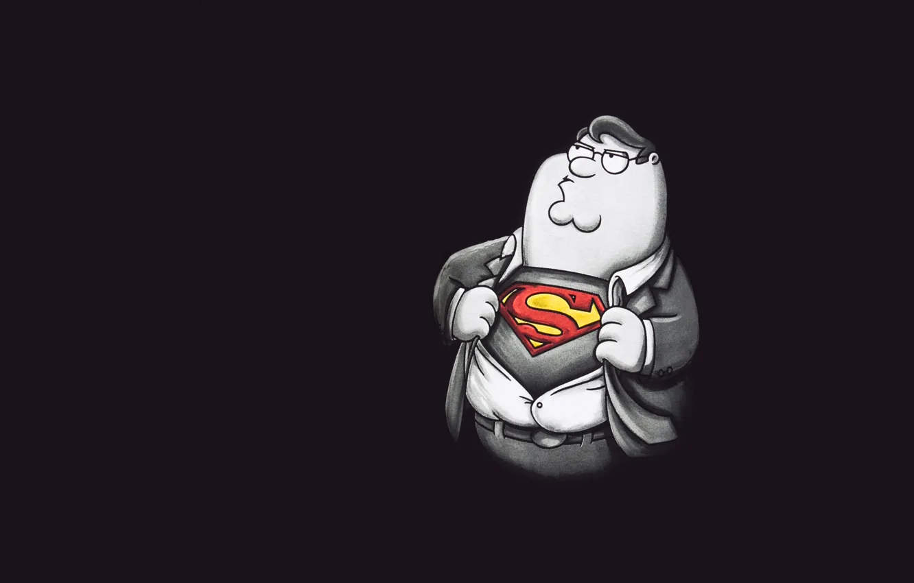 Photo wallpaper the dark background, superman, Family guy, Superman, Family Guy, Peter Griffin