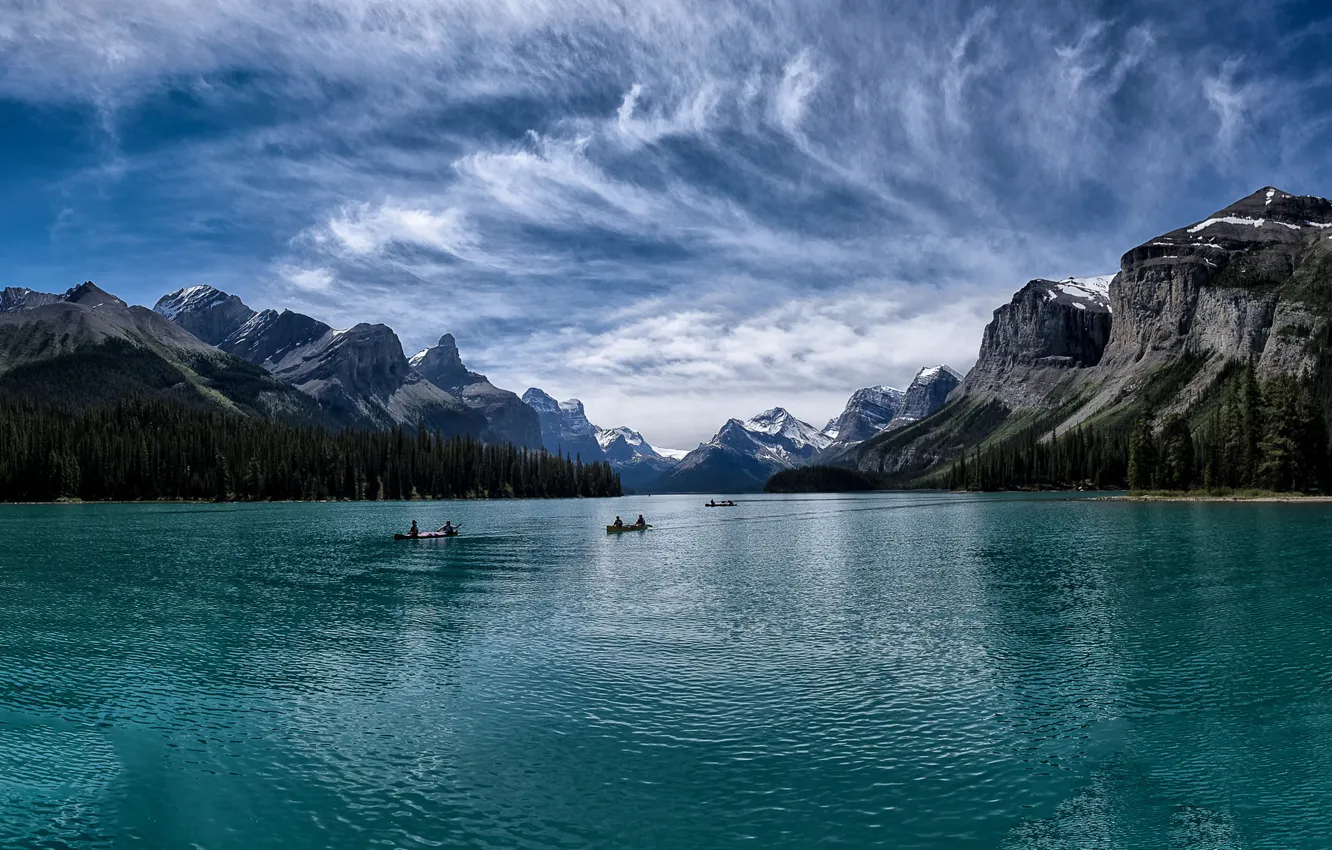 Photo wallpaper Canada, Albert, Alberta, Jasper National Park, Canadian Rockies, Maligne Lake
