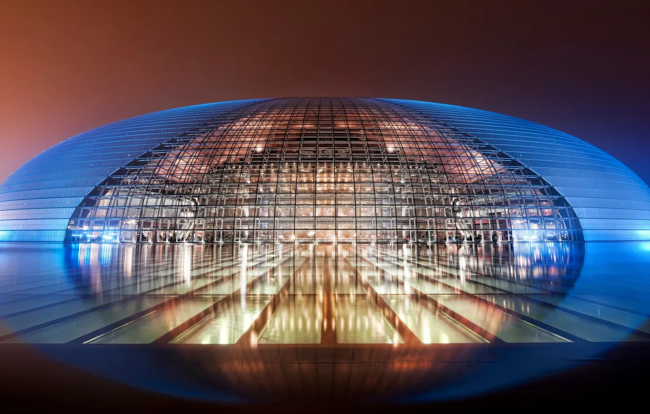 Photo wallpaper night, city, China, view, places, Beijing, national center