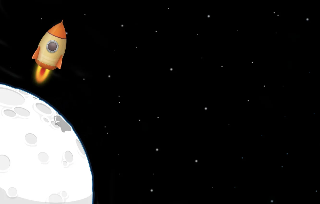 Photo wallpaper stars, the moon, rocket
