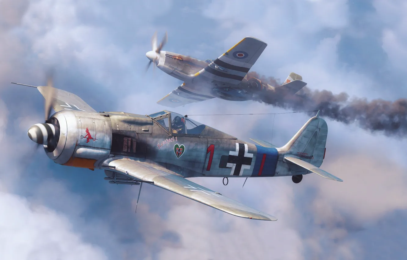 Photo wallpaper Germany, fighter, Luftwaffe, Piotr Forkasiewicz, Focke-Wulf Fw 190A-8