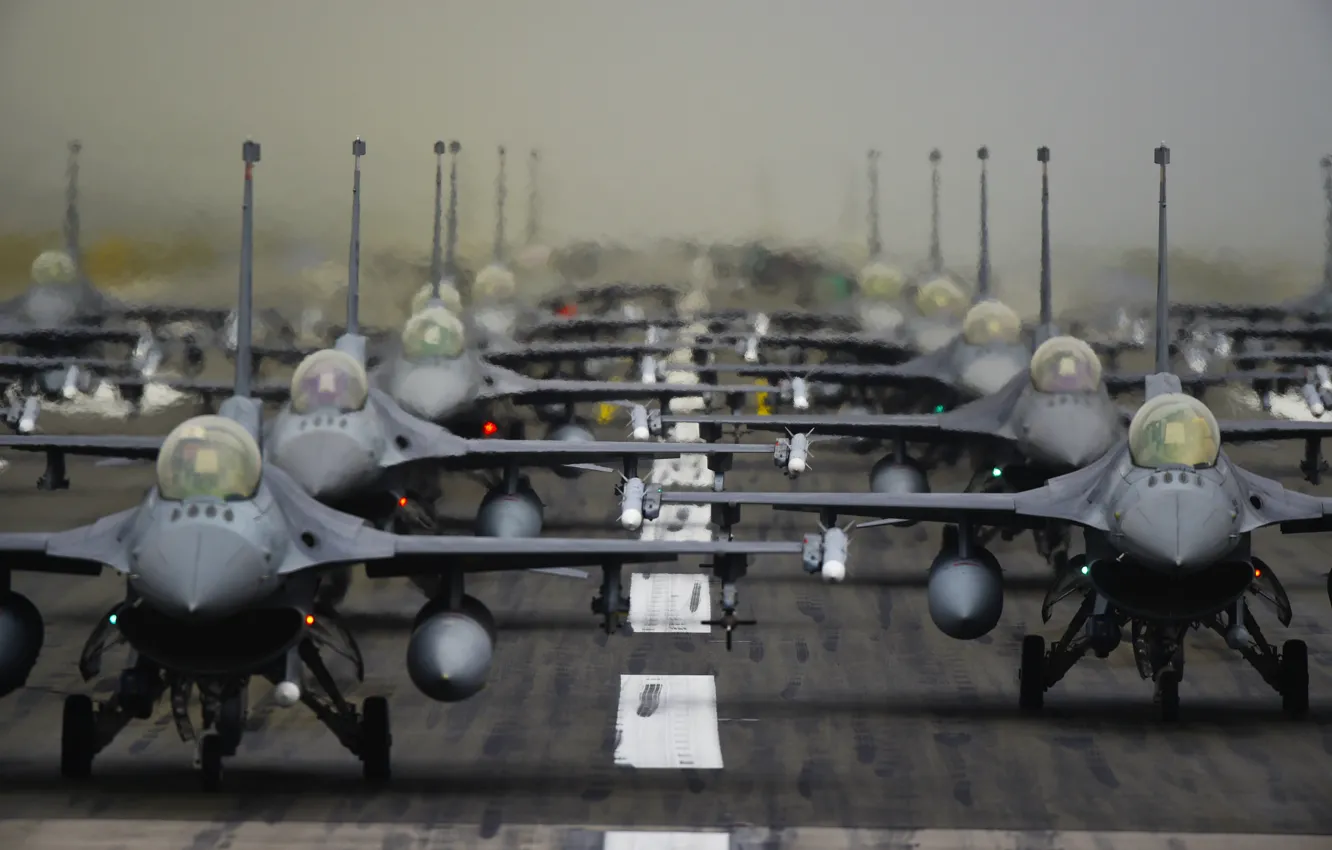 Photo wallpaper UNITED STATES AIR FORCE, General Dynamics F-16 Fighting Falcon, the fourth generation fighter, American multifunctional …