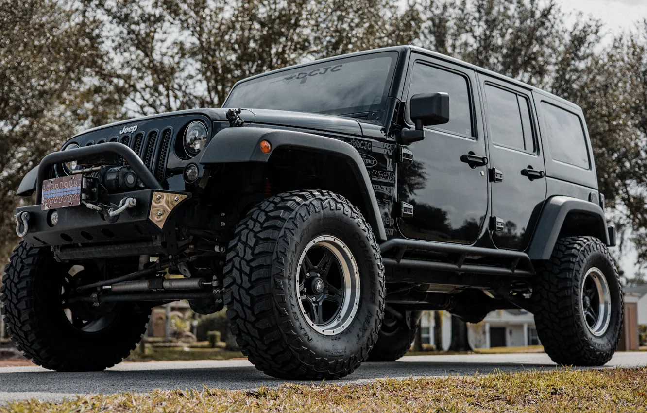 Photo wallpaper car, trees, SUV, Wrangler, Jeep, Offraod, Festa