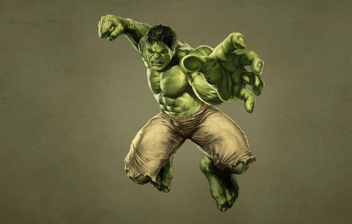 Photo wallpaper green, monster, Hulk, fist, Hulk, Marvel, comic, The Avengers