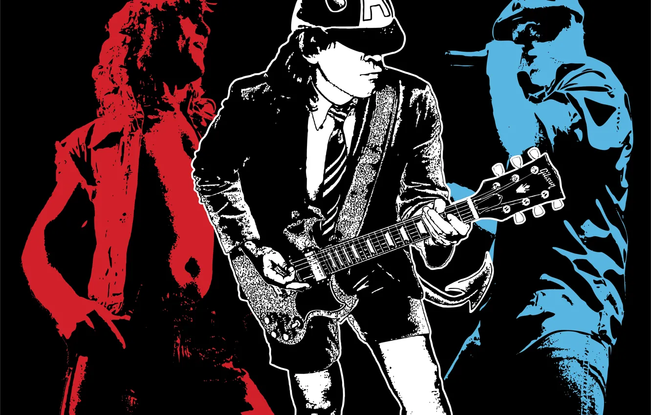 Photo wallpaper white, blue, red, black, rock, AC/DC