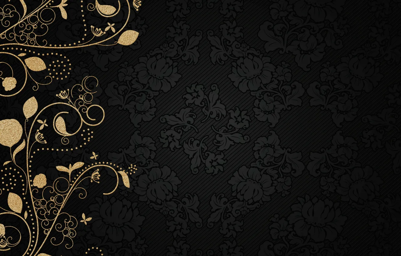 Photo wallpaper background, gold, pattern, vintage