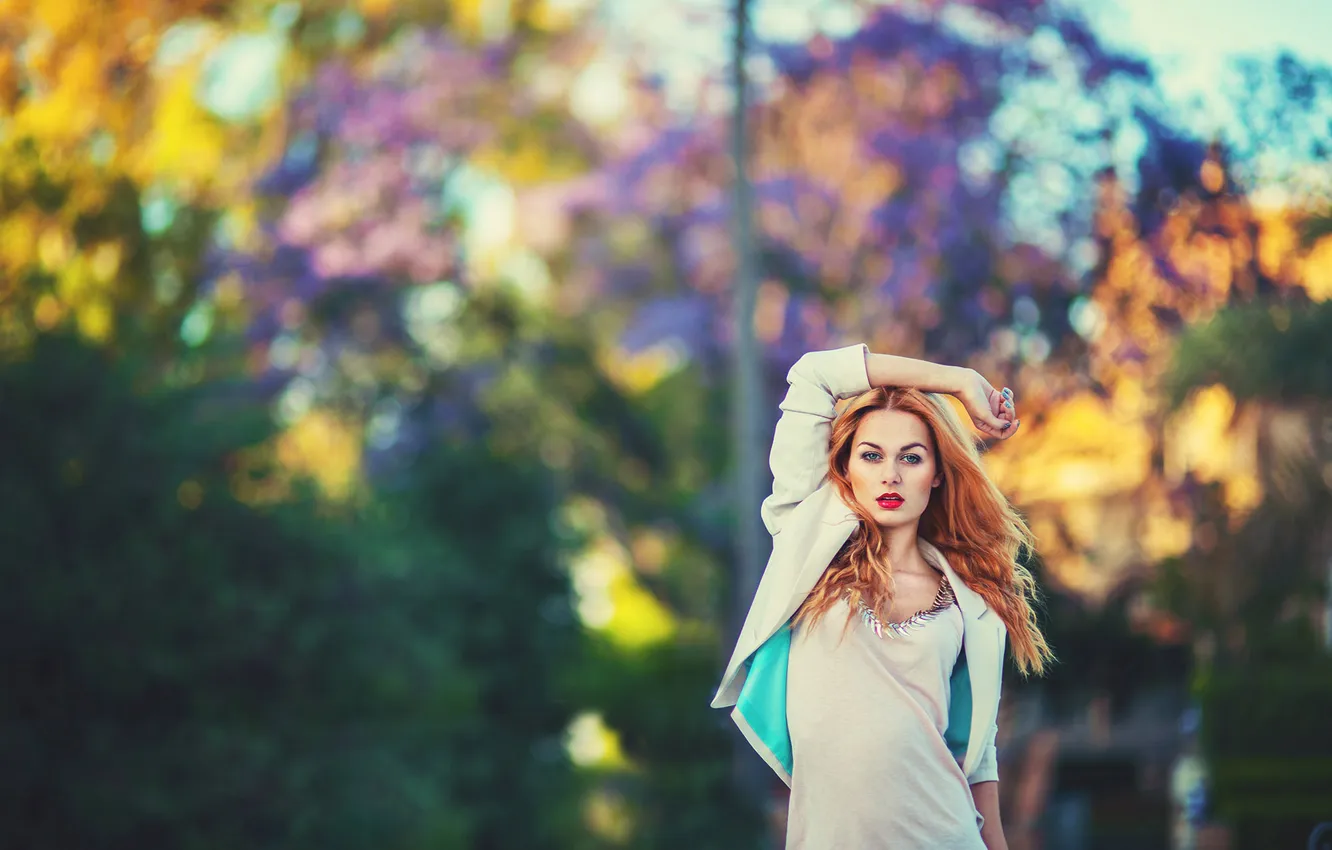 Photo wallpaper look, girl, photo, model, red