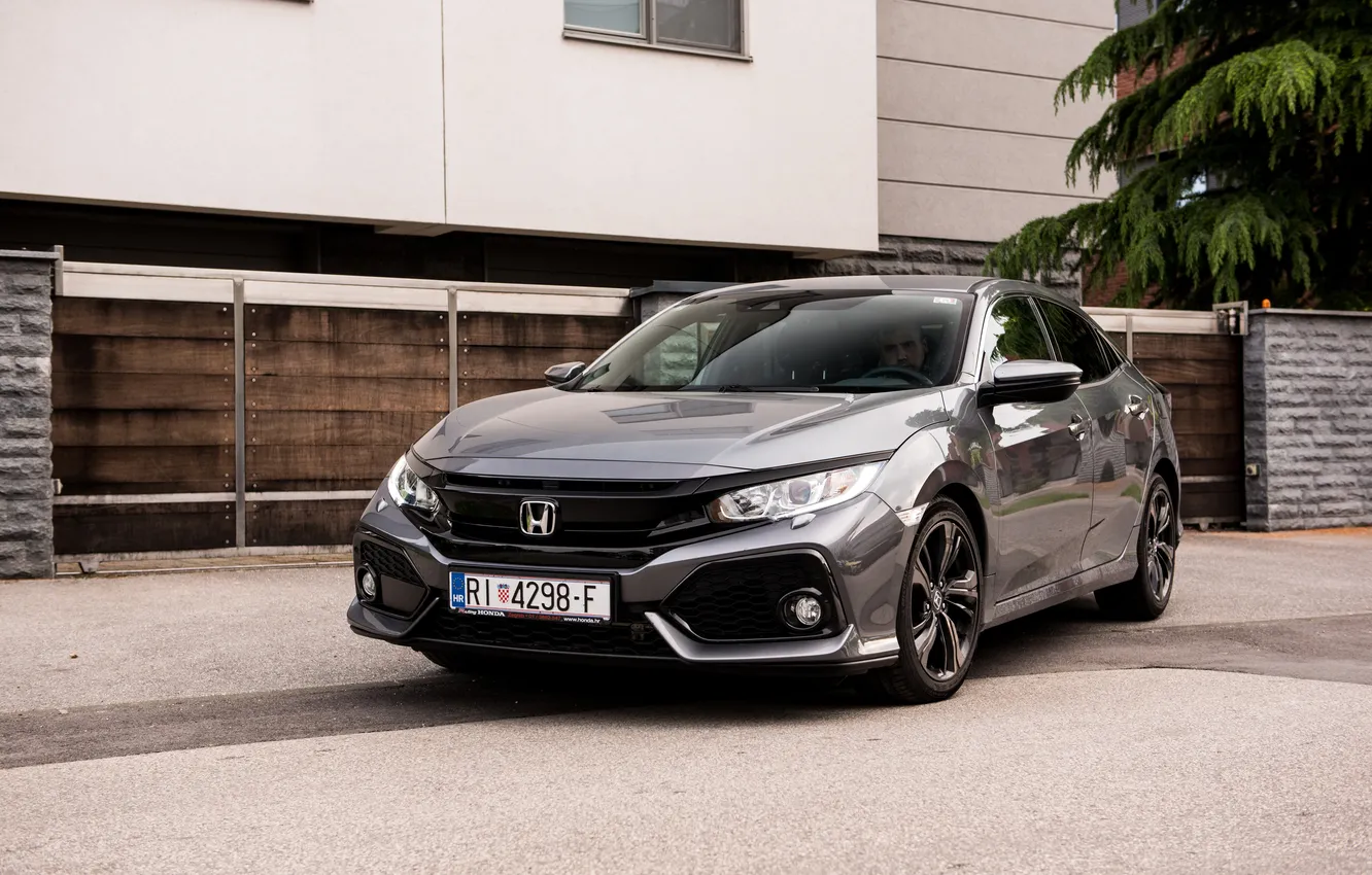 Photo wallpaper Honda, design, Day, gray, Civic, engine, Drive, Cover