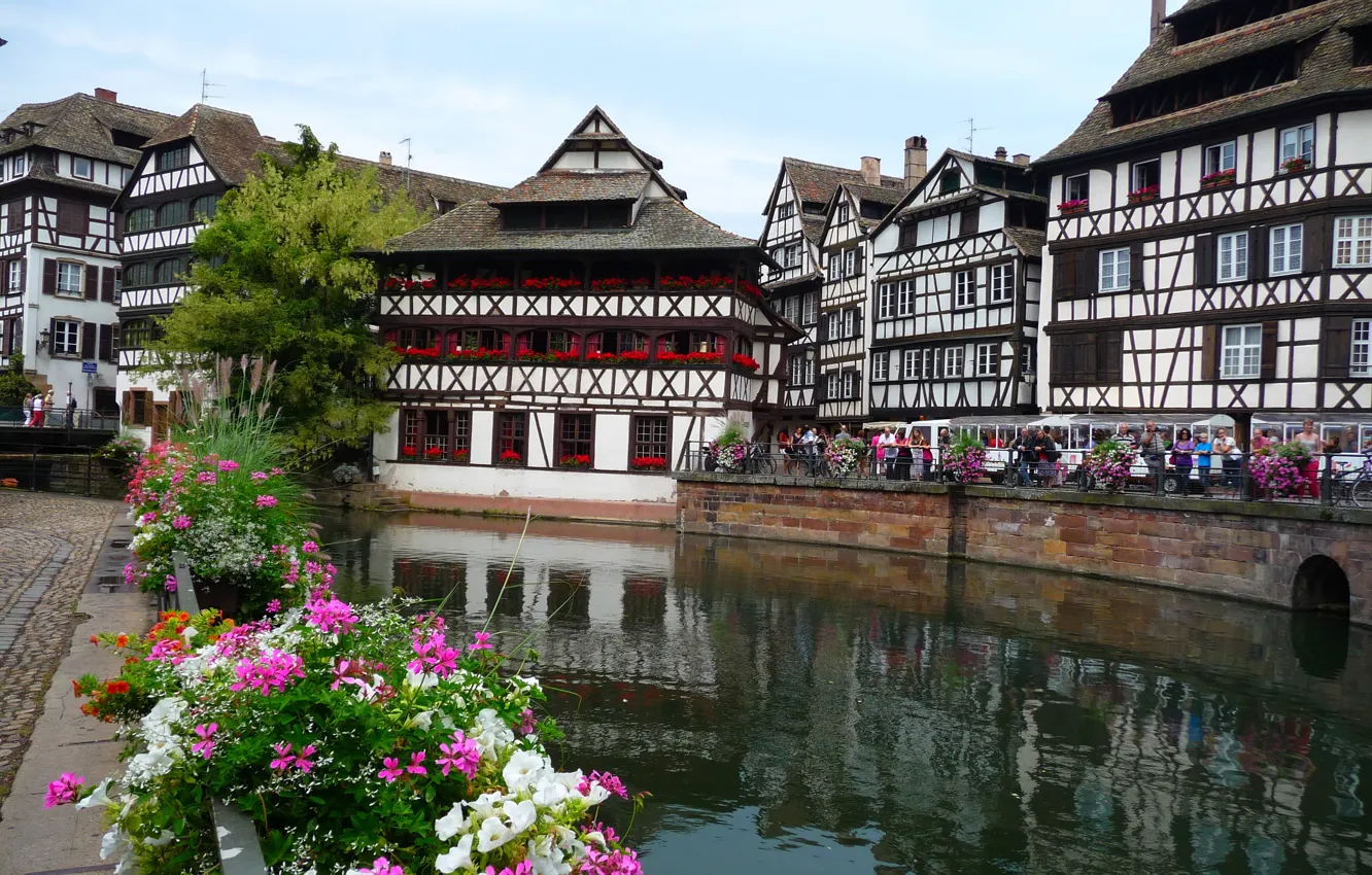 Photo wallpaper summer, the city, river, France, home, Strasbourg