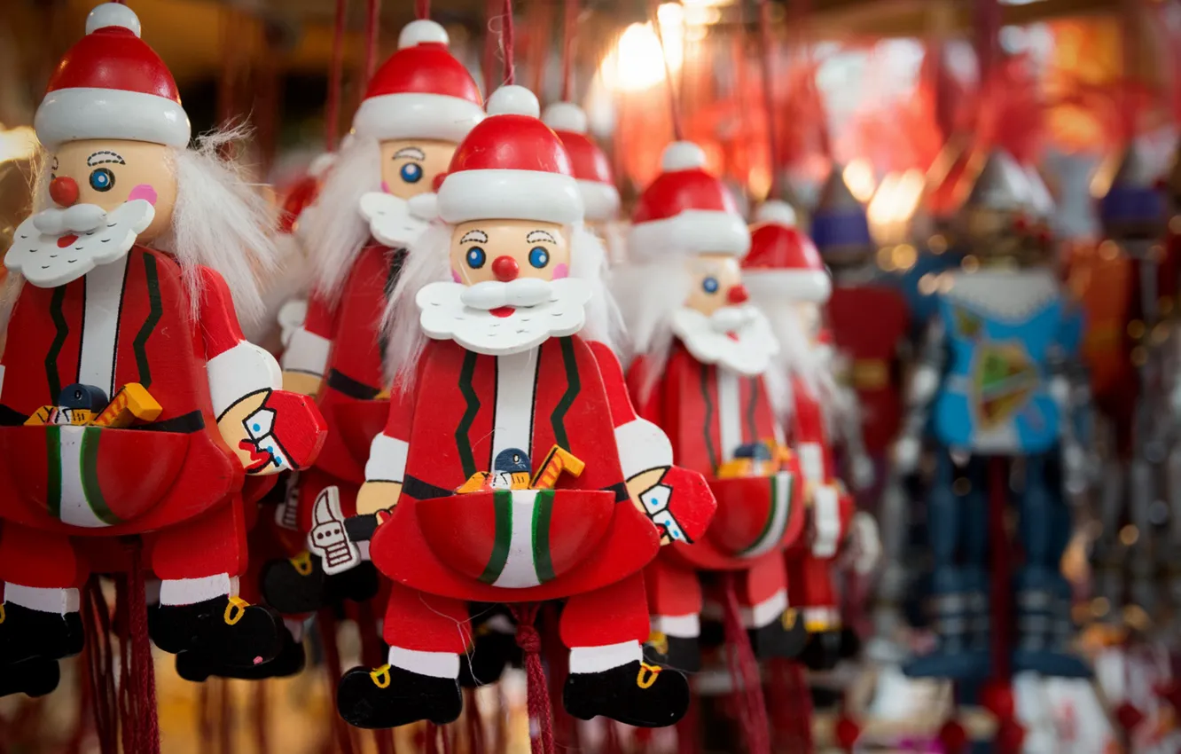 Photo wallpaper macro, background, toy, Santa Claus
