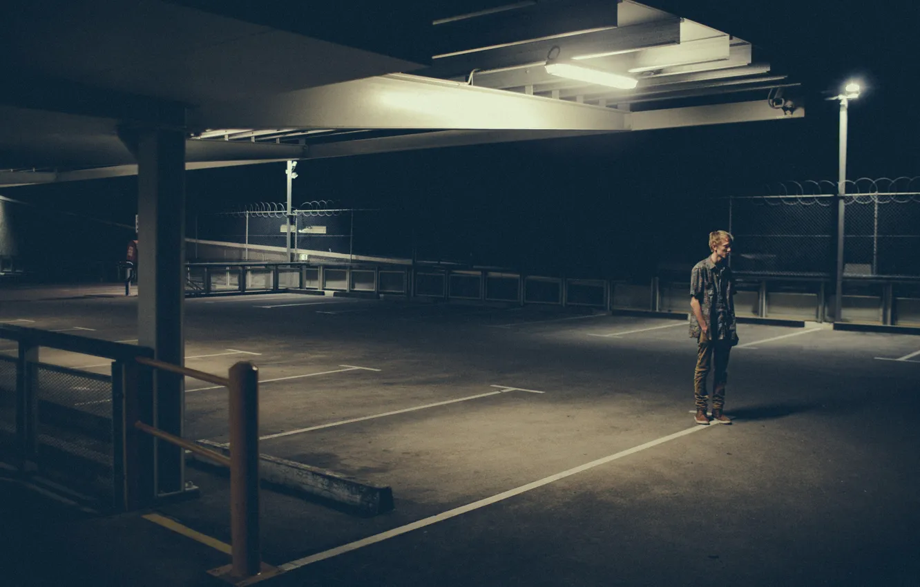 Photo wallpaper light, loneliness, Parking, male, lampposts