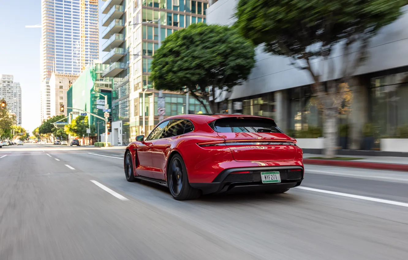 Photo wallpaper Porsche, Town, Taycan, Taycan GTS