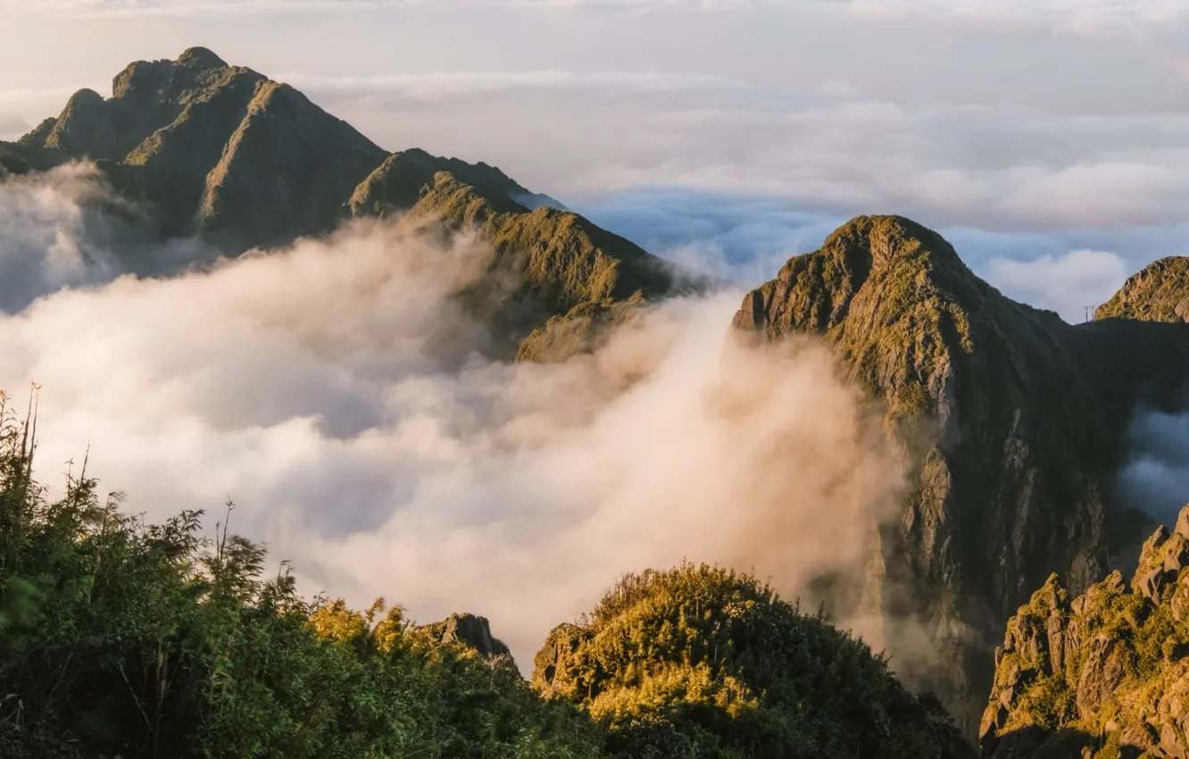 Photo wallpaper clouds, mountains, nature