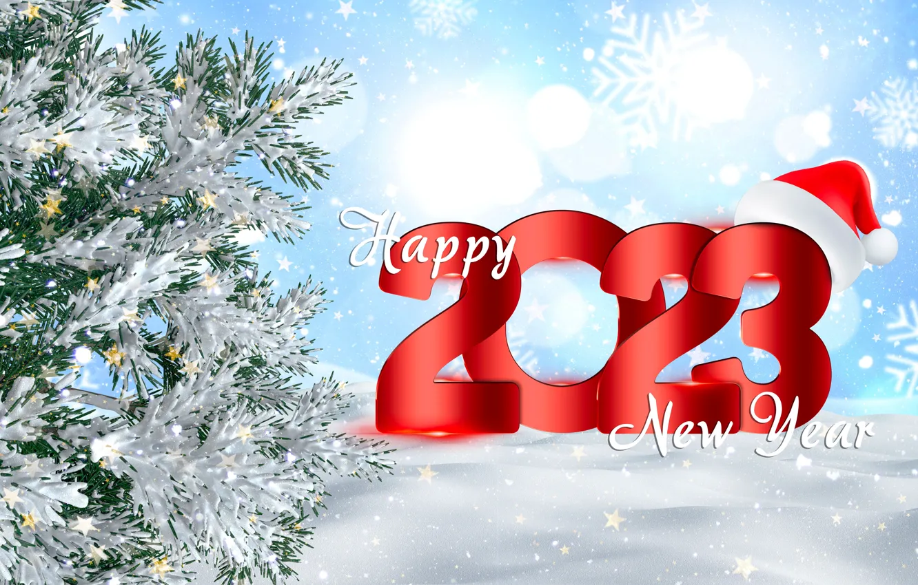 Photo wallpaper winter, snow, snowflakes, New Year, figures, happy, winter, snow