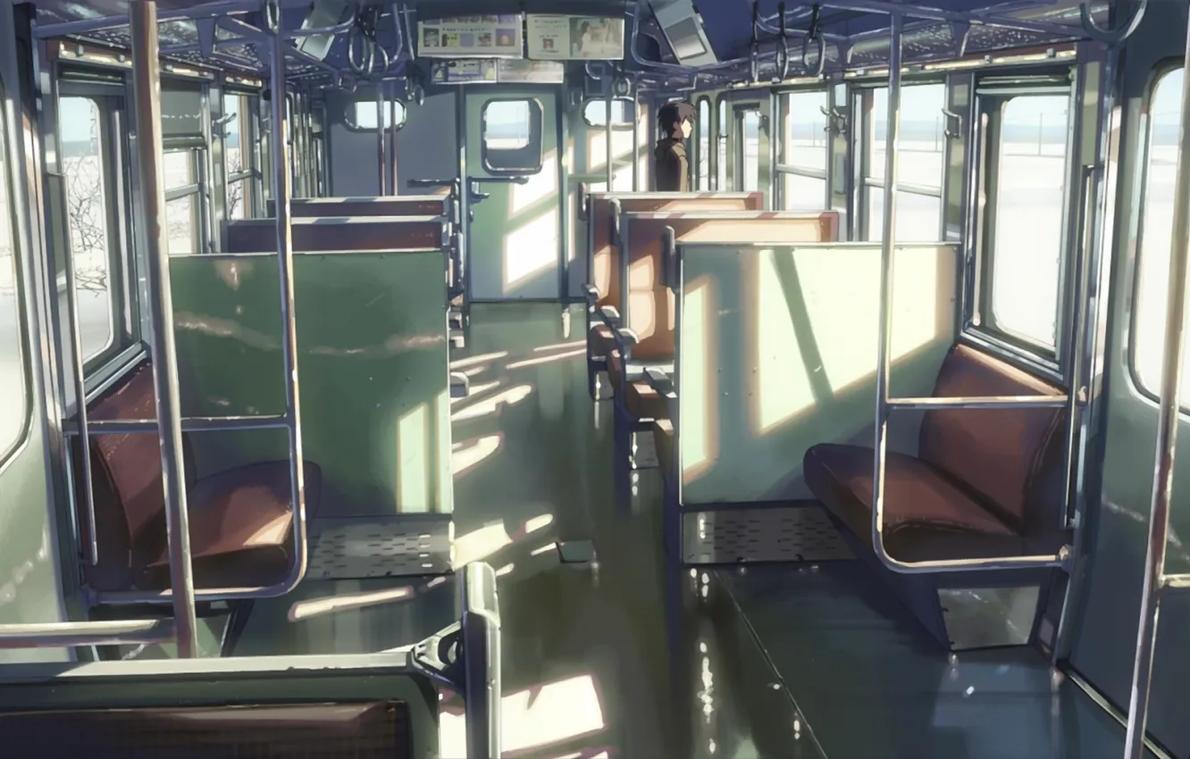 Photo wallpaper train, anime, cars, art, seat, guy, 5 centimeters per second, shīnkaī makoto