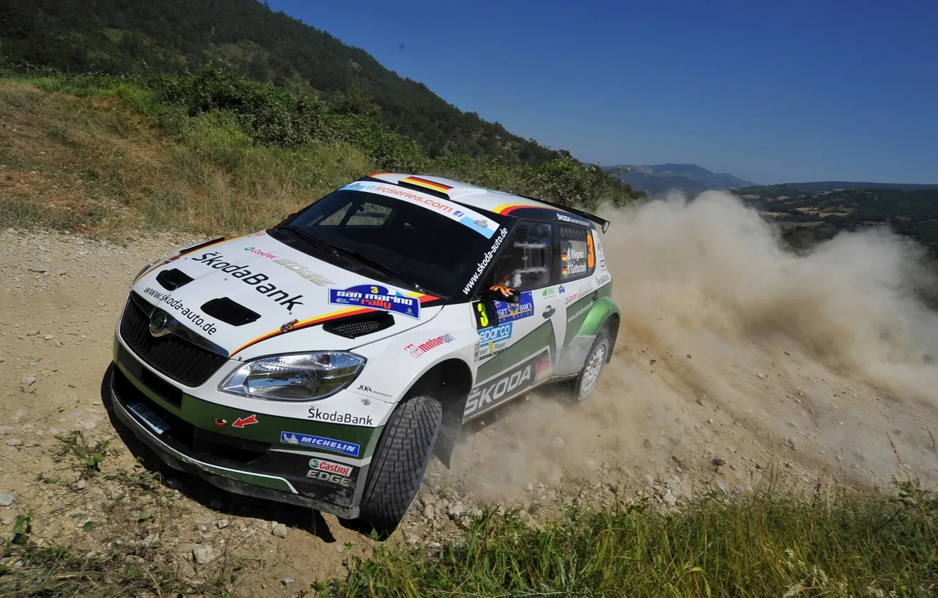 Photo wallpaper dust, day, The hood, Skid, WRC, the front, Rally, Rally