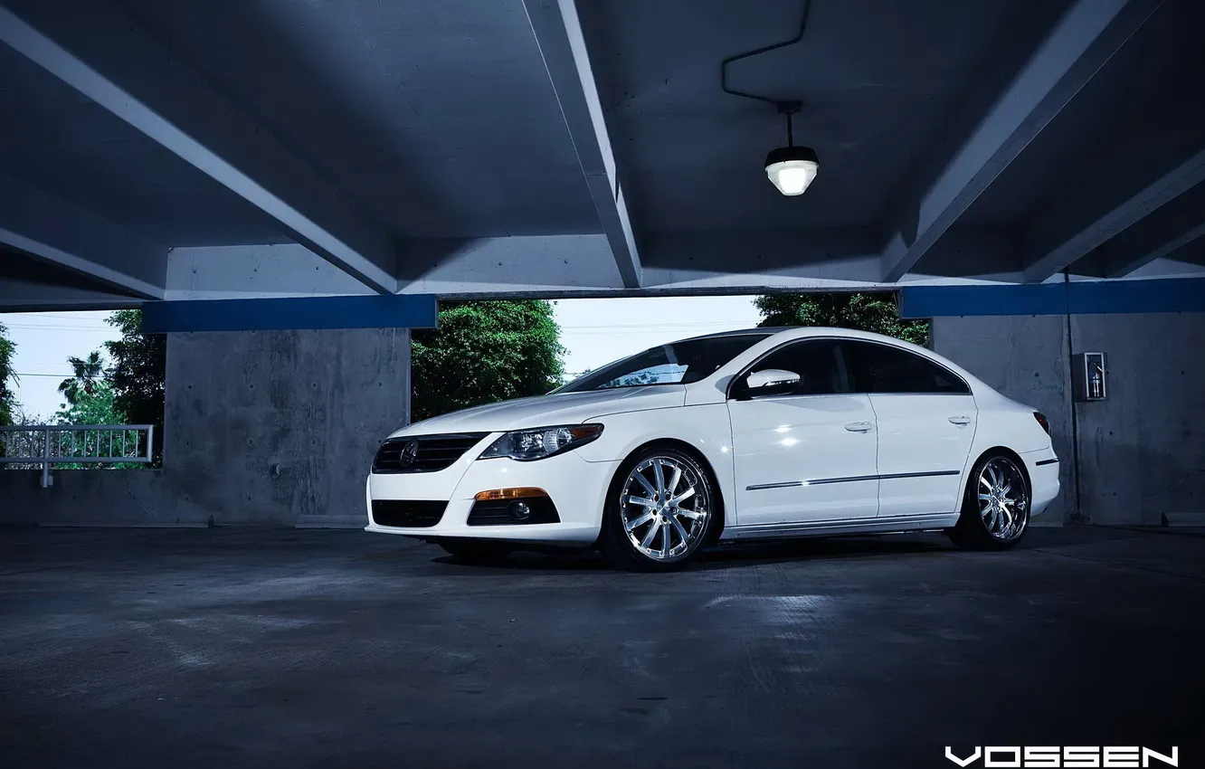 Photo wallpaper white, Volkswagen, Parking, passat cc
