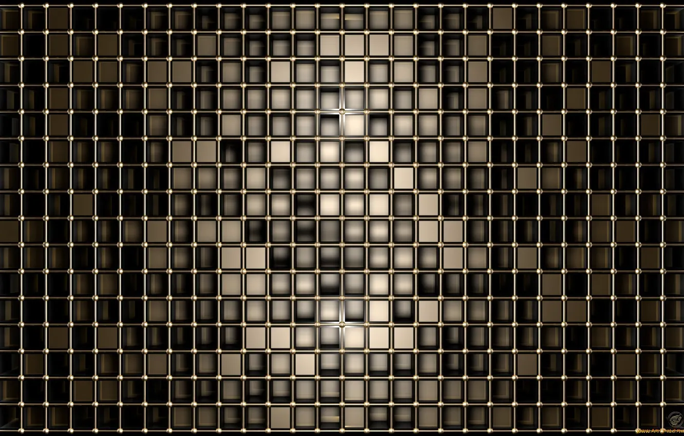 Photo wallpaper gold, black, deep, squares, shape