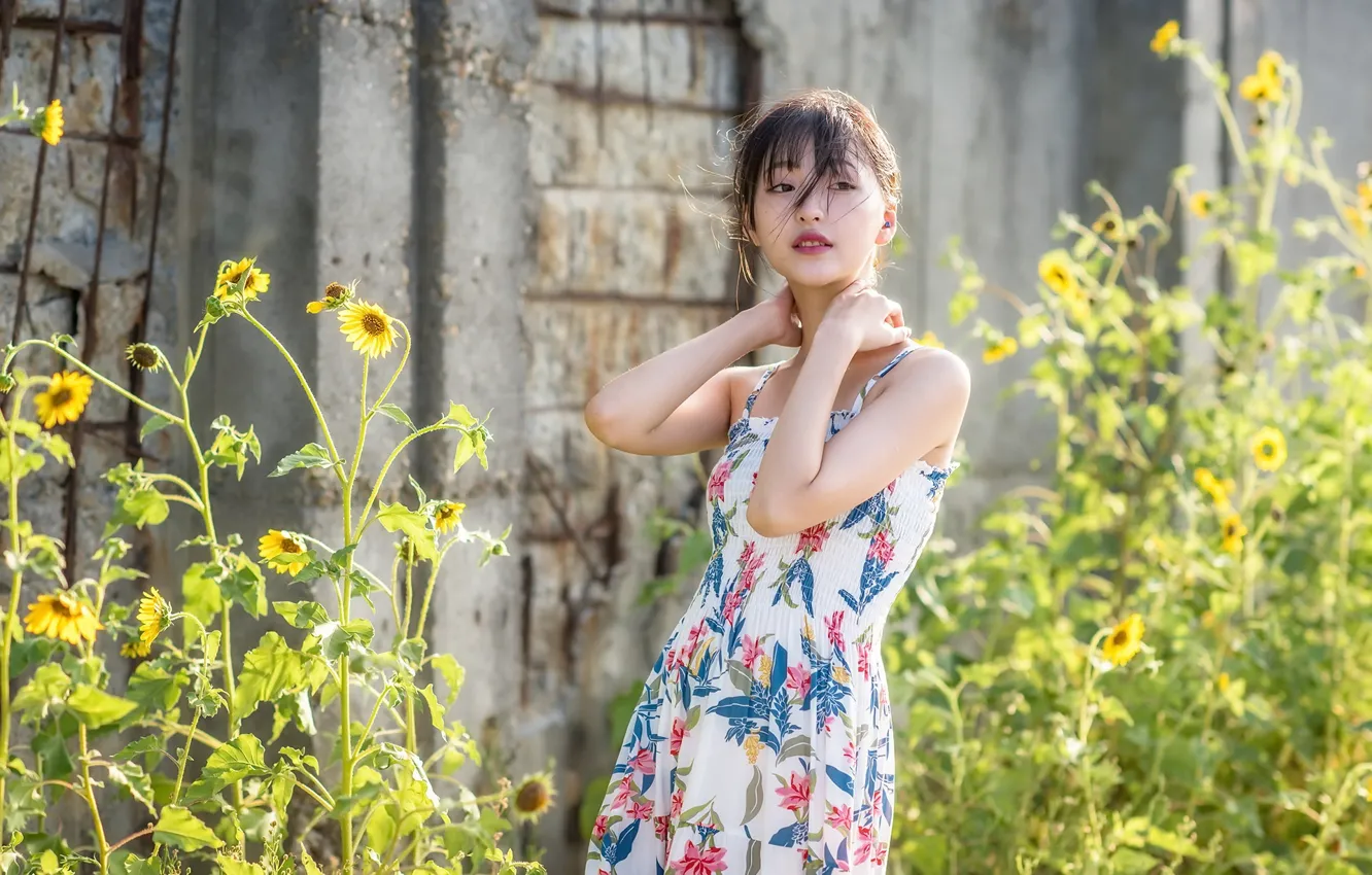 Photo wallpaper summer, girl, Asian