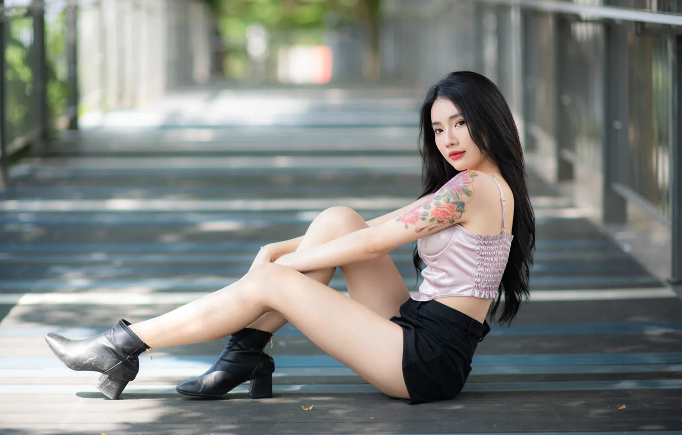 Photo wallpaper girl, pose, Asian