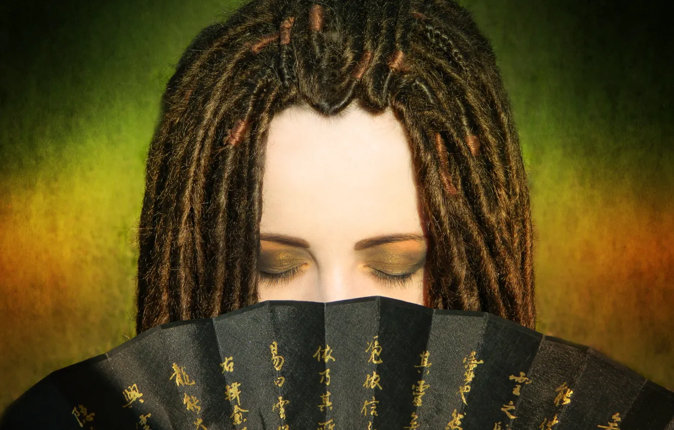 Photo wallpaper girl, fan, characters, dreadlocks, Oriental style, girl with a fan, kristina istina