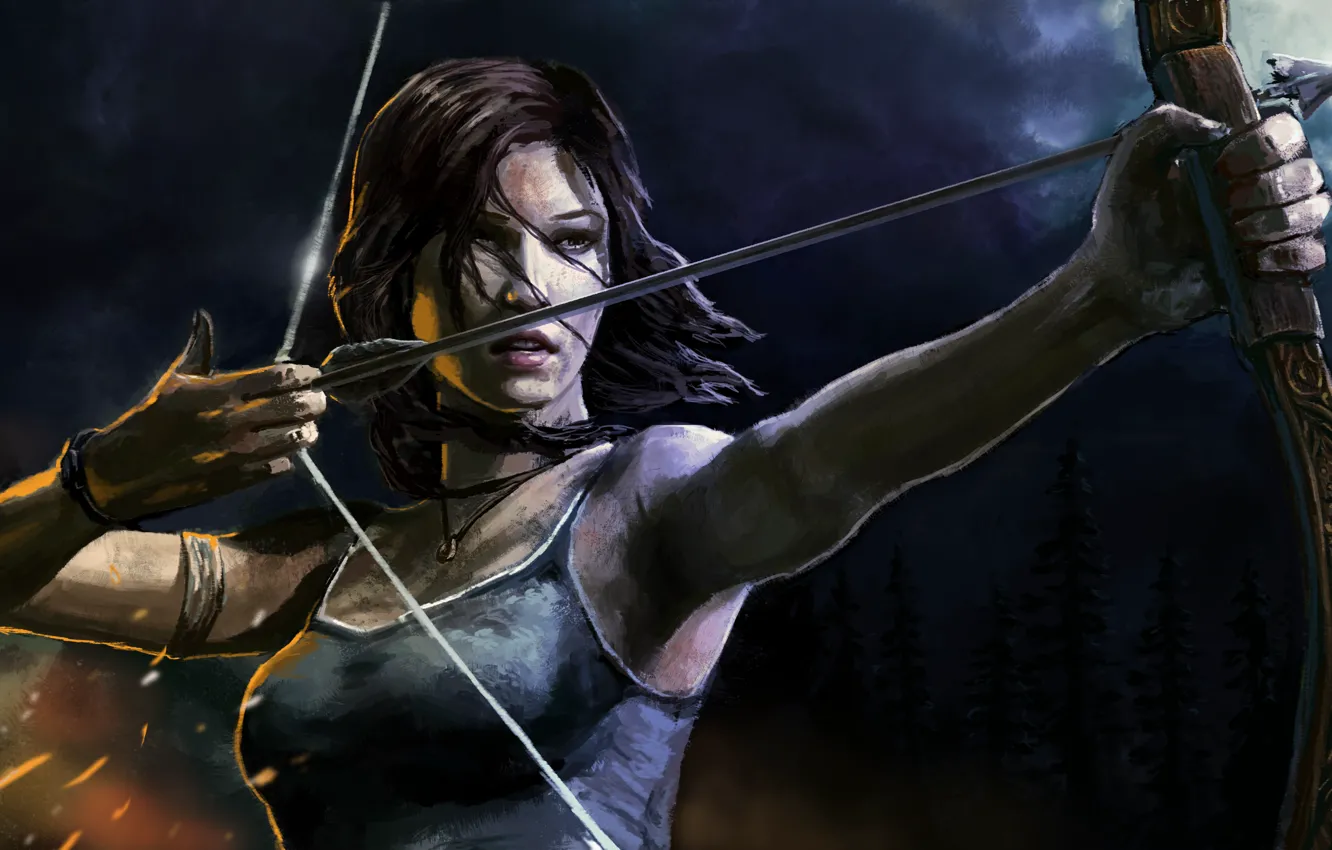 Photo wallpaper bow, art, Tomb Raider, Lara Croft, arrows, Lara Croft