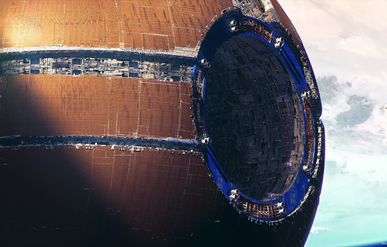 Photo wallpaper Station, Planet, Space, Fiction, Orbit, Giant, Paul Chadeisson, Space station
