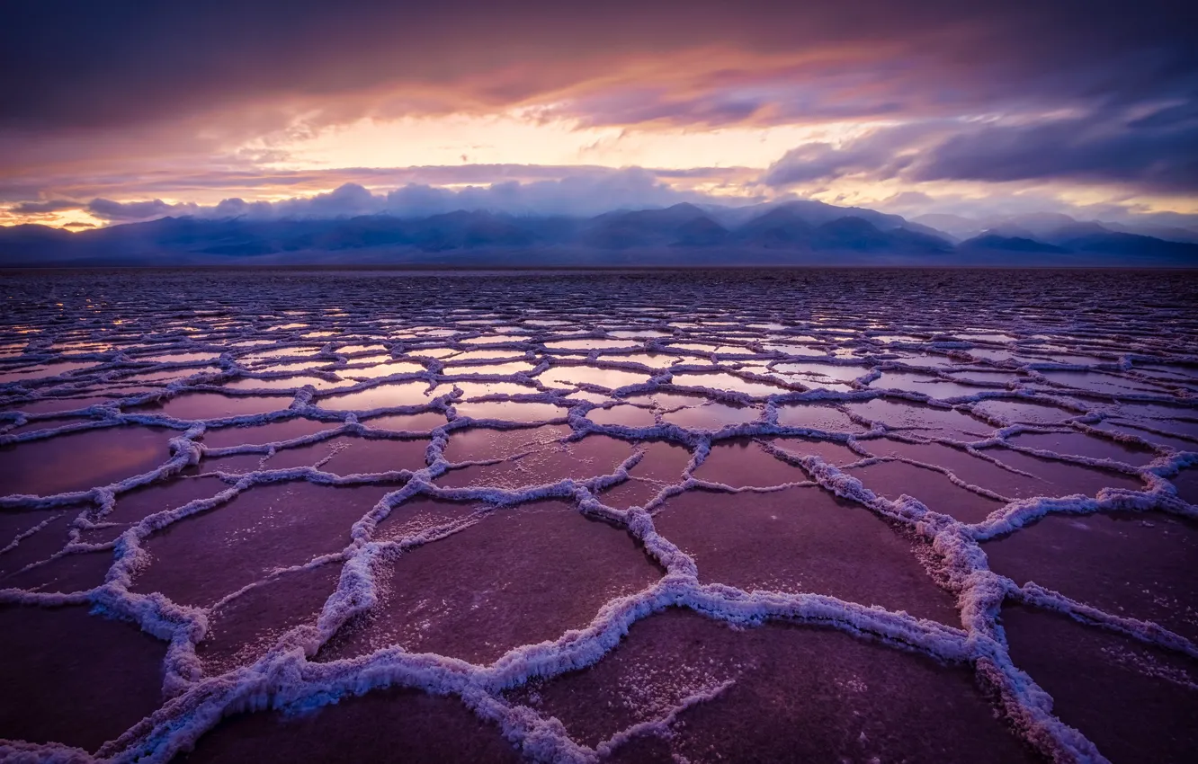 Photo wallpaper Rain, Death Valley, Salt Basin