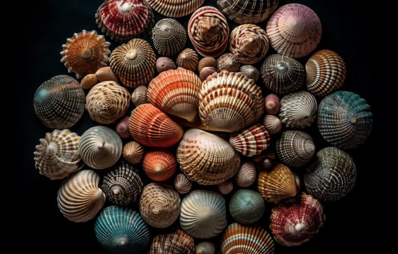 Wallpaper clam, sink, shell, shell, a lot, collection, shell, shellfish