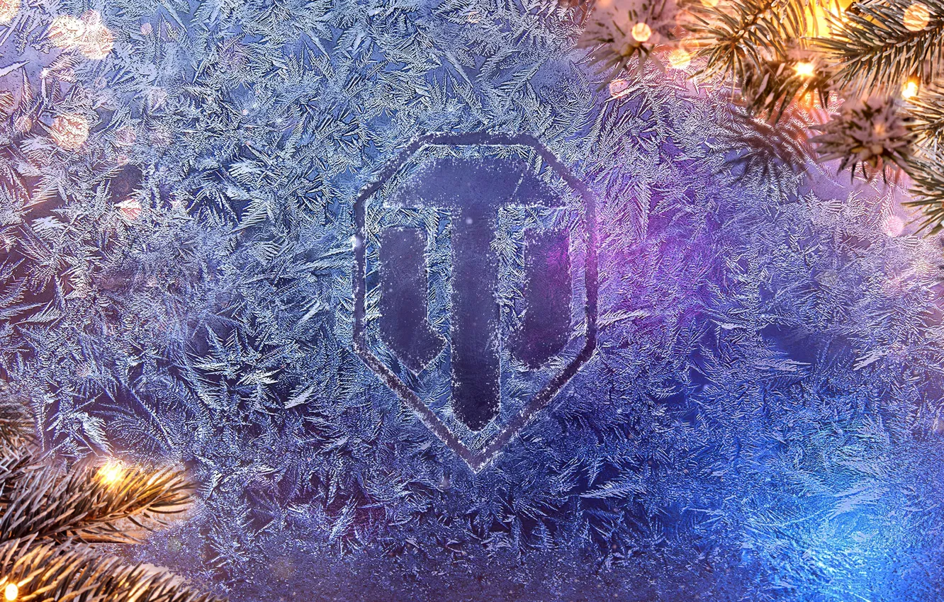 Photo wallpaper holiday, patterns, frost, Christmas, New year, tanks, World of Tanks