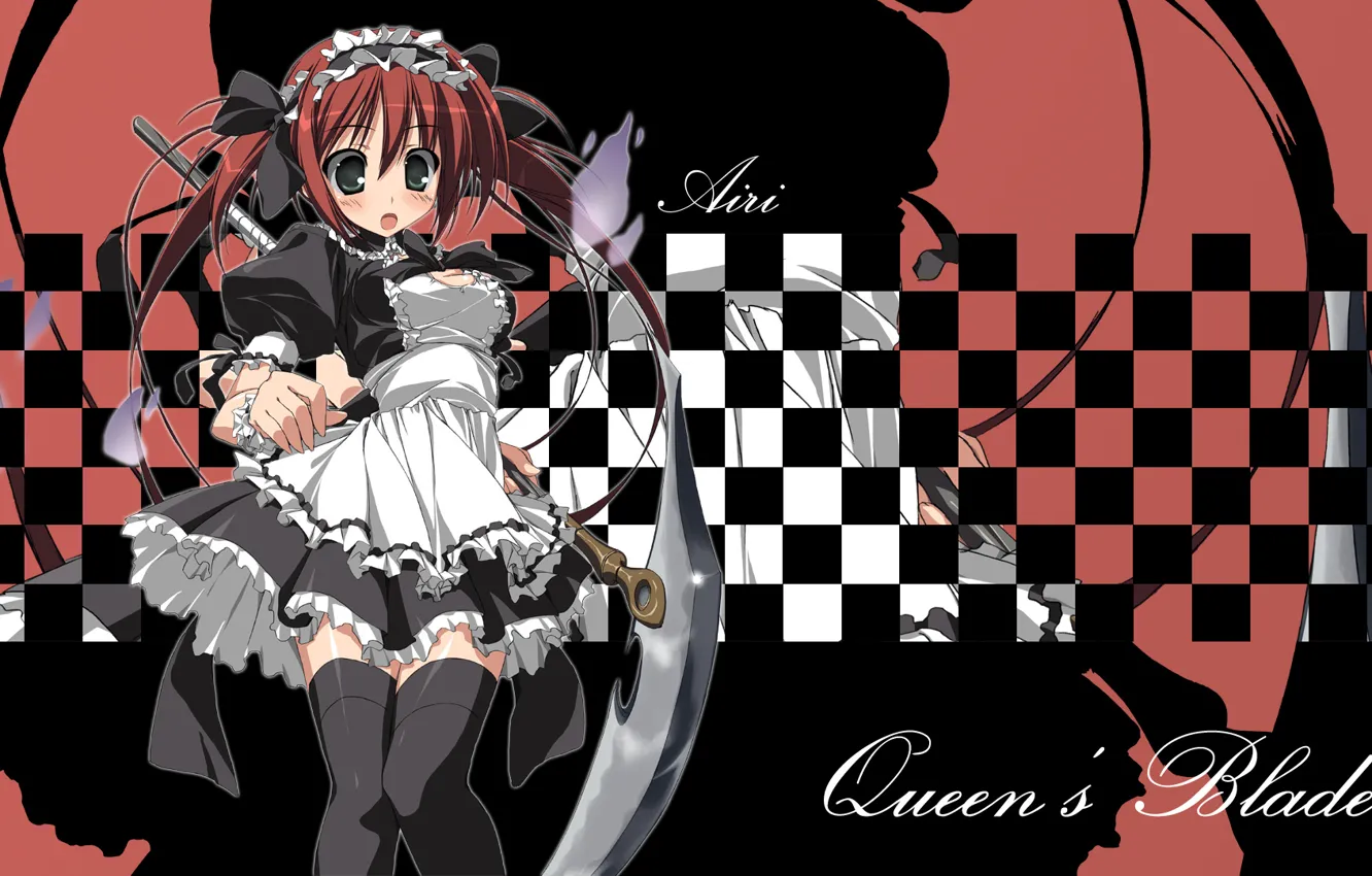 Photo wallpaper shadow, stockings, uniform, the maid, apron, ruffles, bezel, Queen`s blade