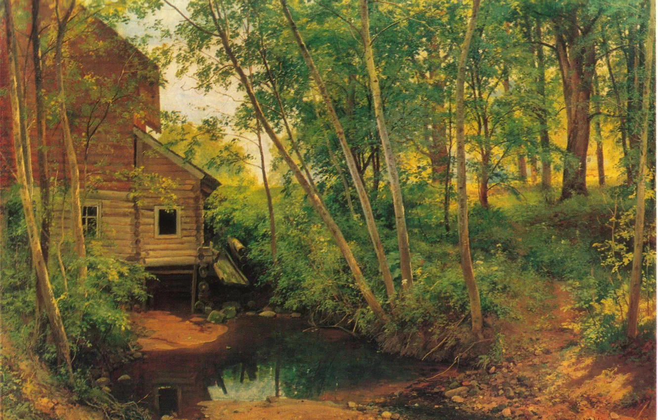 Photo wallpaper picture, painting, Shishkin, Mill in the forest, 1897, Transfiguration