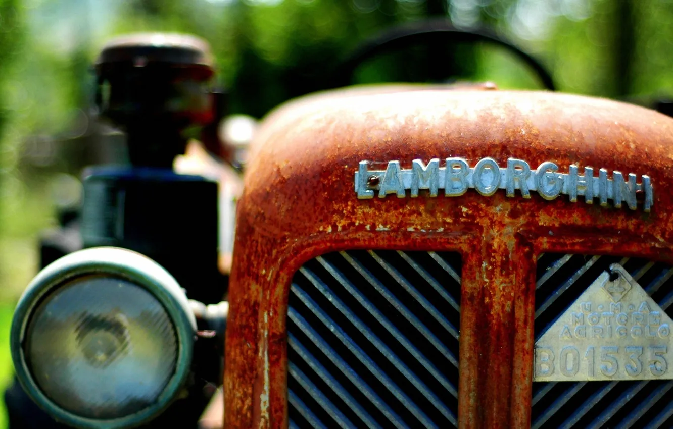 Photo wallpaper Lamborghini, rust, tractor, tractor, rust, first tractor with 4WD