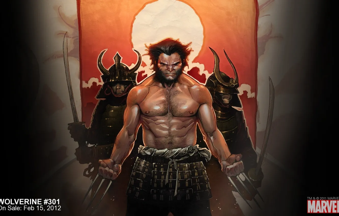Photo wallpaper samurai, Wolverine, Logan, Wolverine, superhero, marvel, comic, comics
