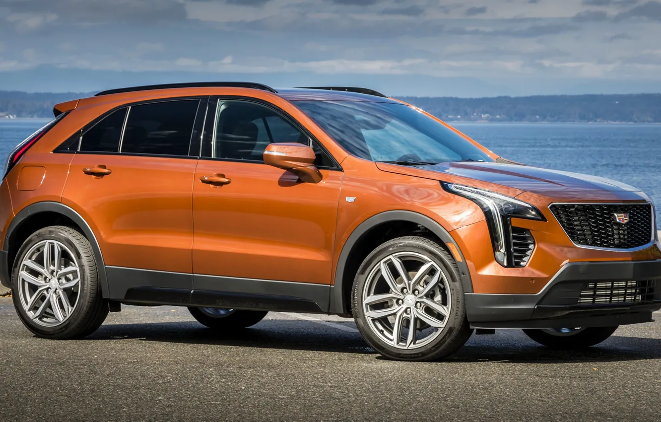 Photo wallpaper sea, car, machine, Cadillac, wheel, side, Sport, Cadillac XT4