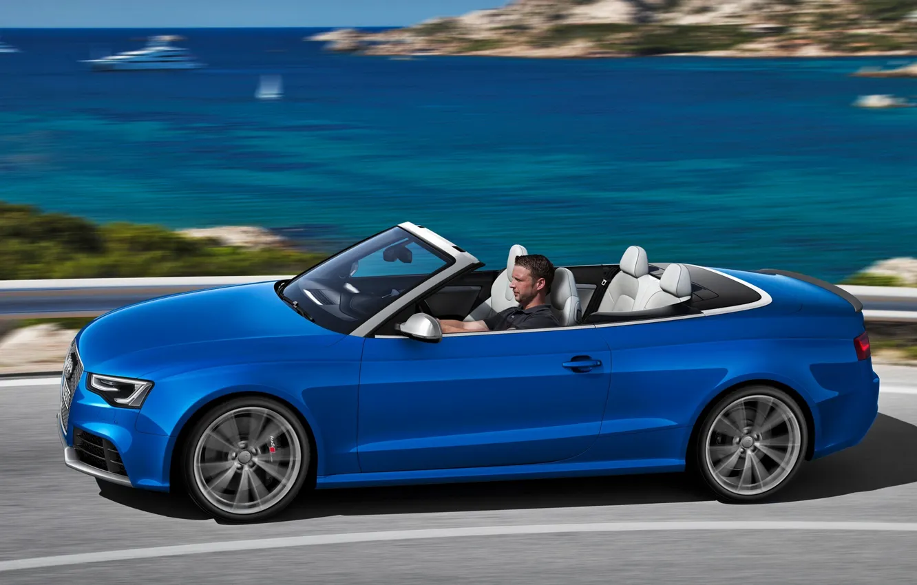 Photo wallpaper Audi, Sea, Audi, Speed, Convertible, Blue, Beautiful, Car