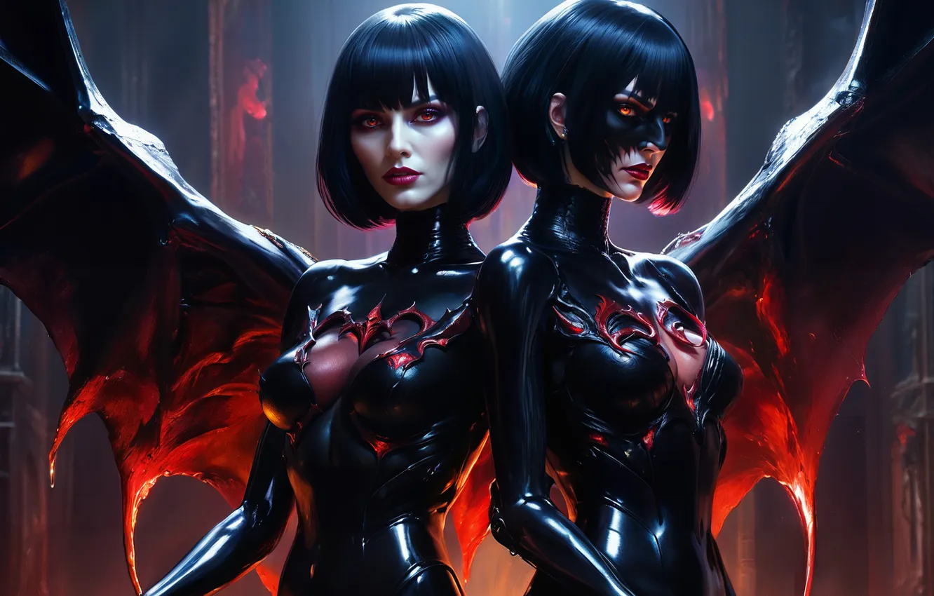 Photo wallpaper girl, wings, the demon