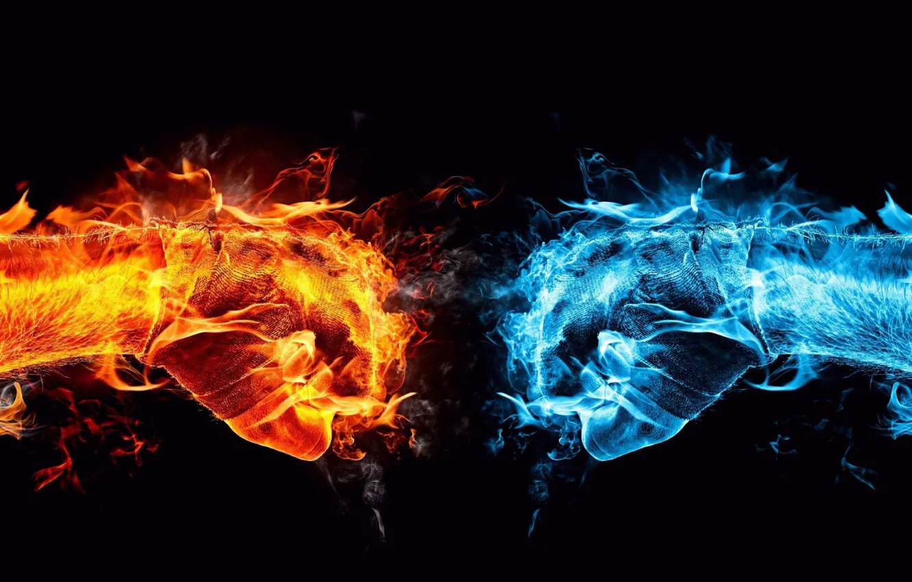 Photo wallpaper ice, red, fire, blue, fire, red, clash, ice