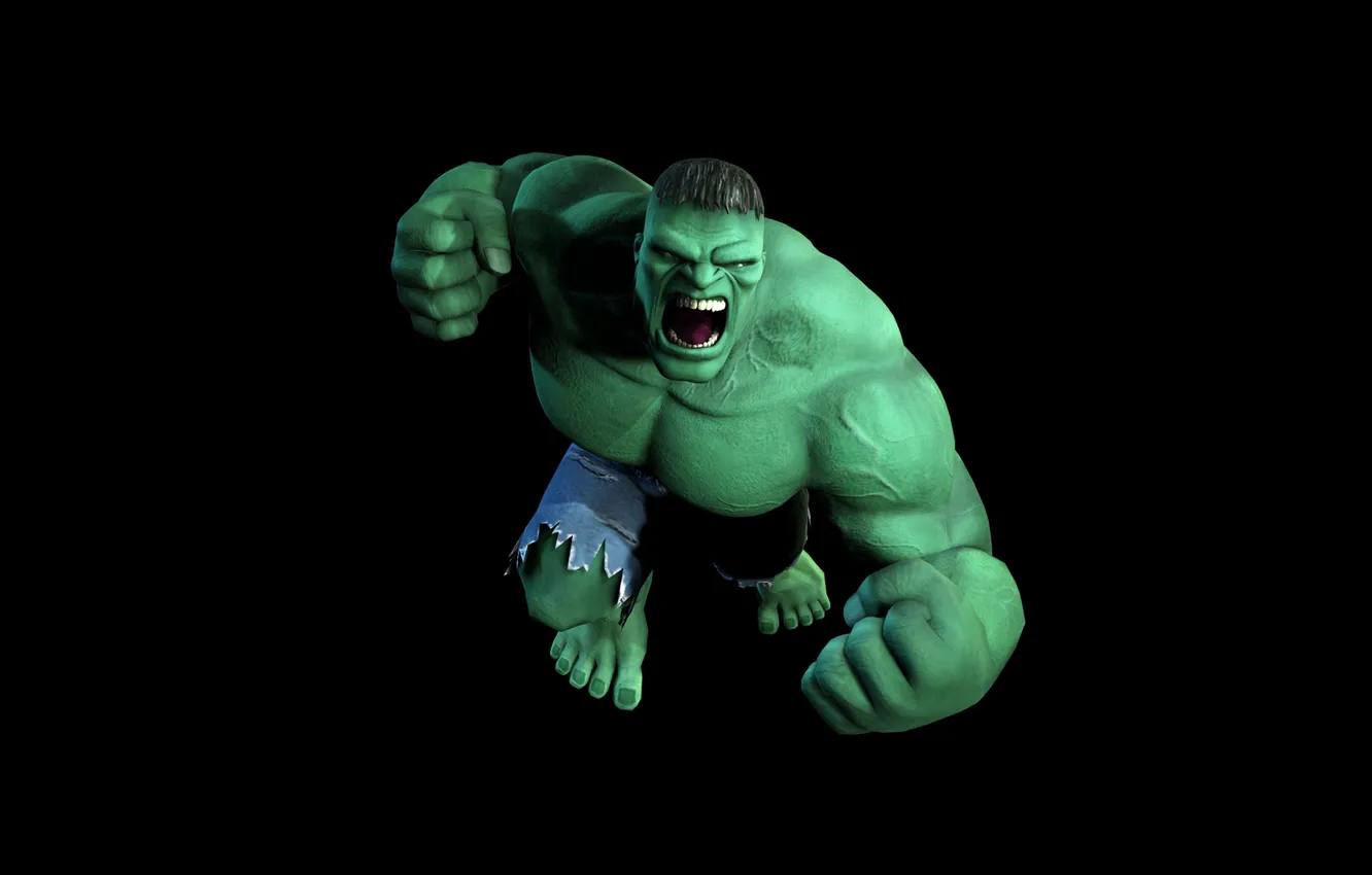 Photo wallpaper green, graphics, monster, black background, Creek, Hulk, hulk