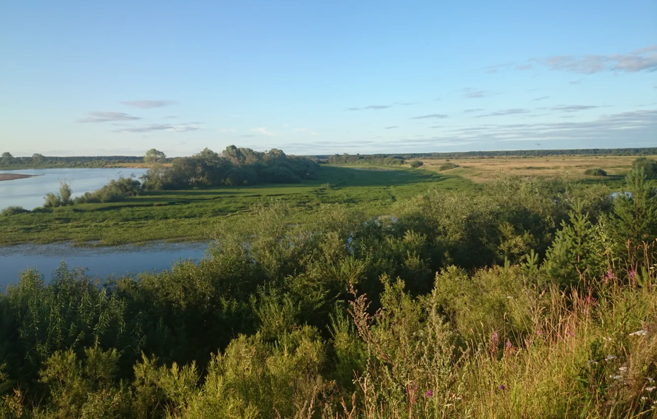 Photo wallpaper field, river, dal