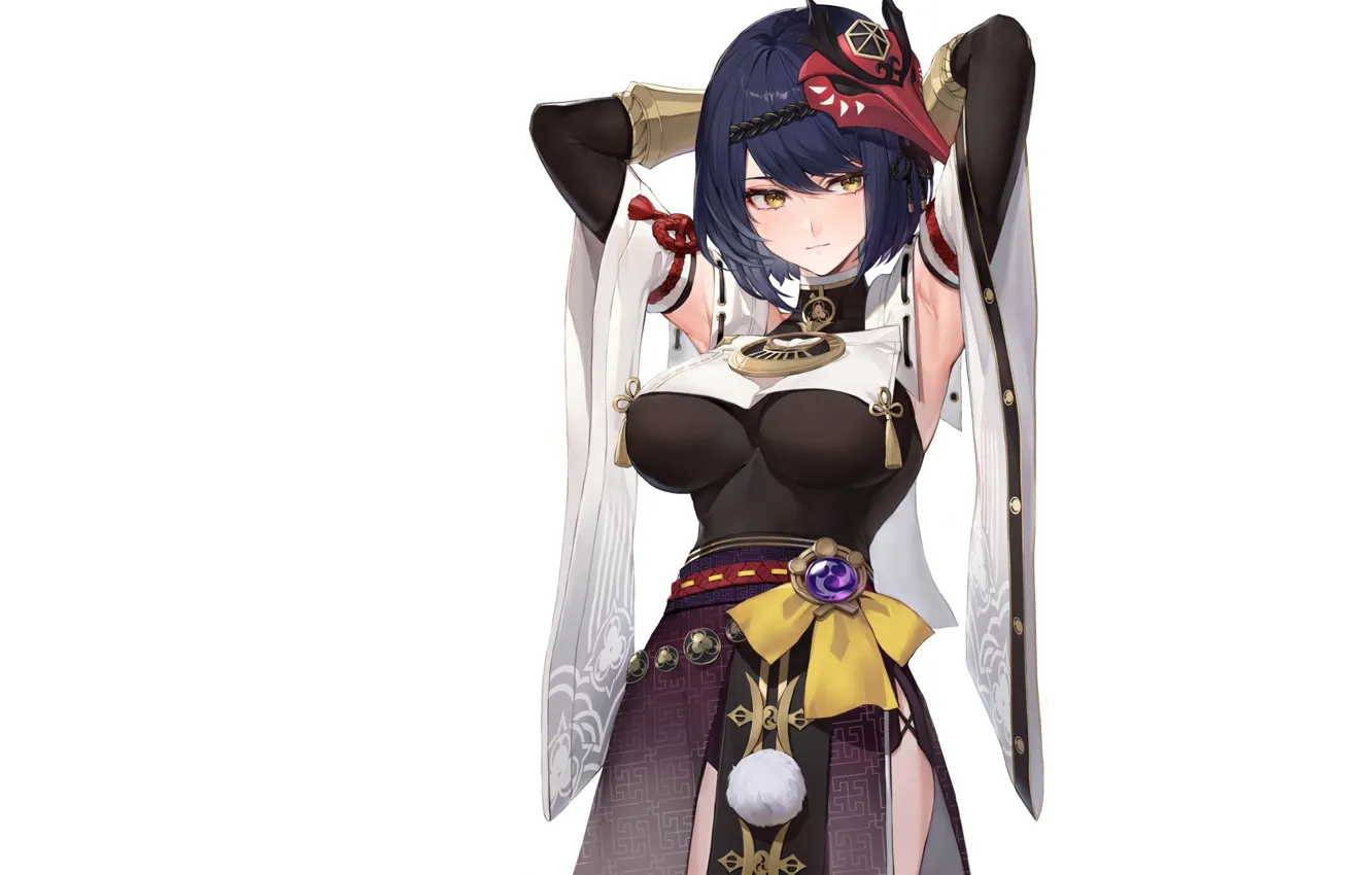 Photo wallpaper girl, sexy, boobs, anime, pretty, breasts, tights, armpit