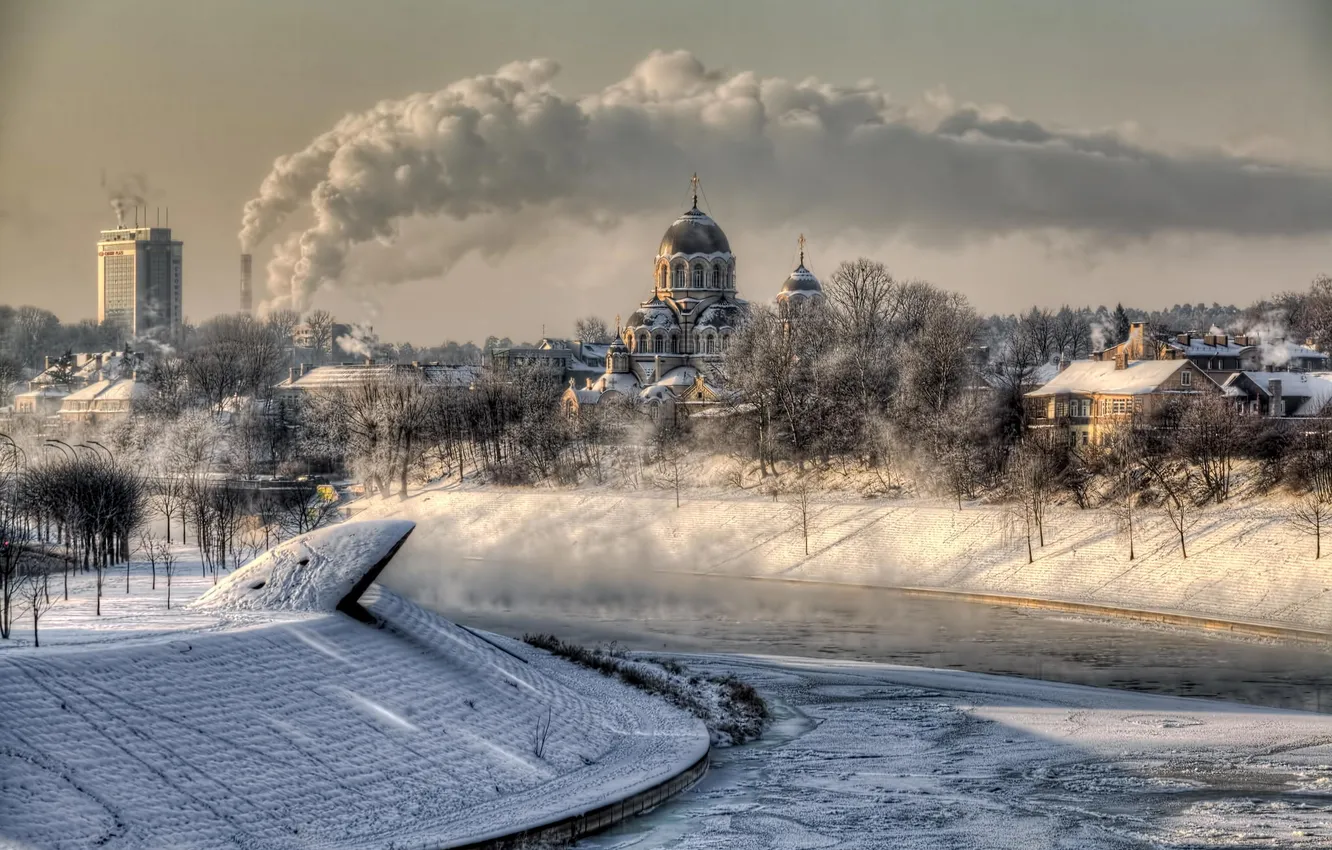 Photo wallpaper winter, the city, Lithuania, Vilnius