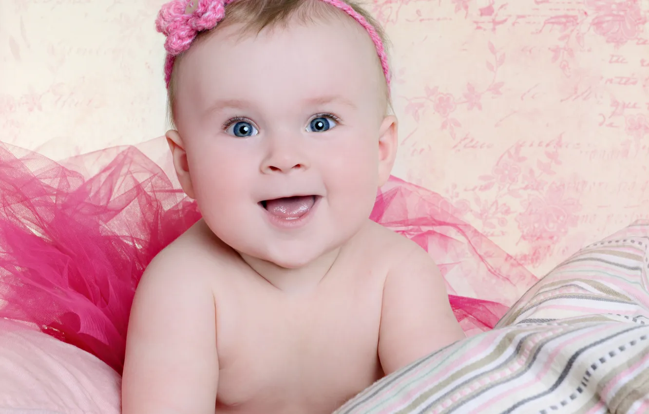 Photo wallpaper joy, outfit, little girl, little girl, joy, outfit