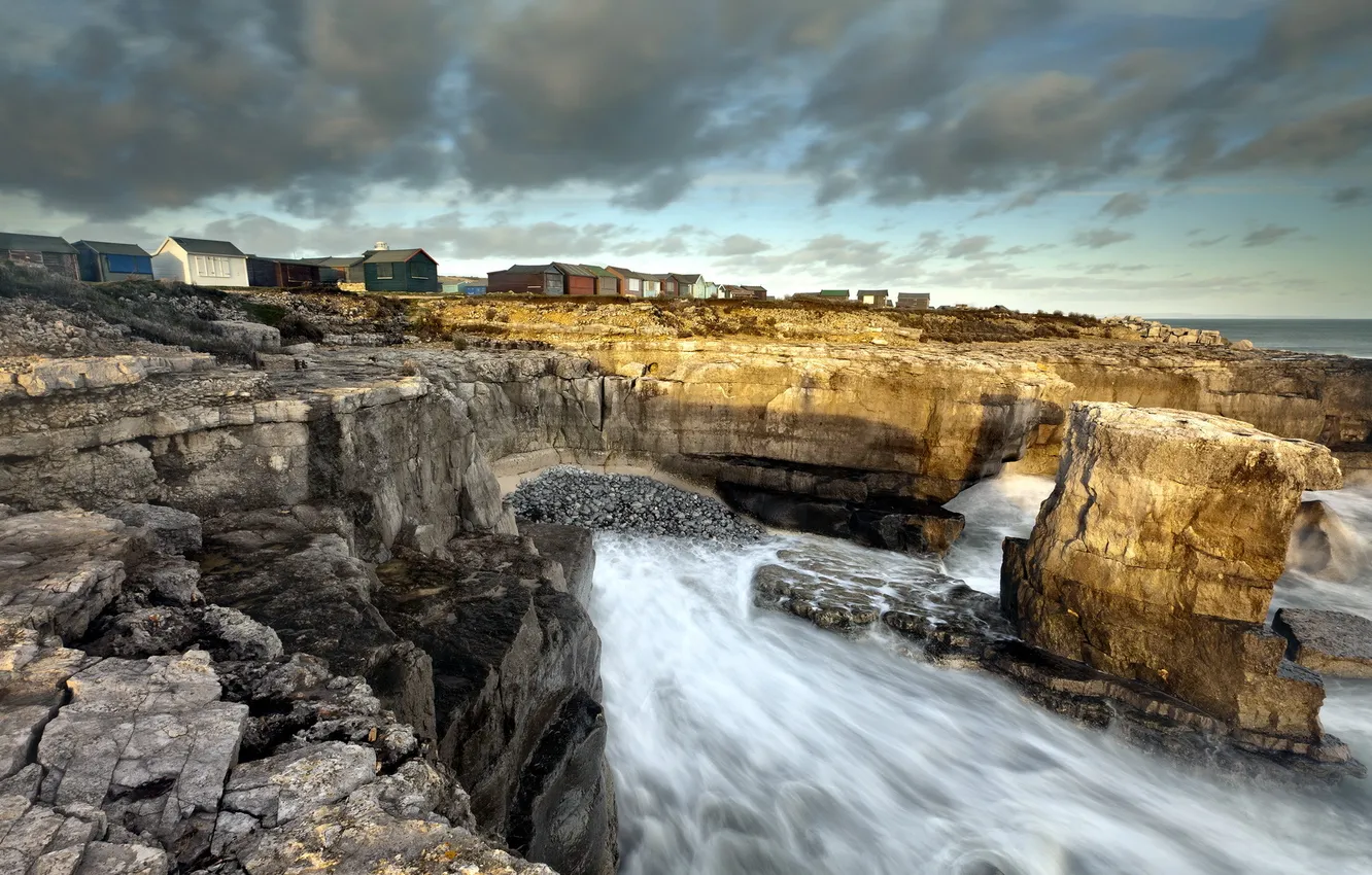 Photo wallpaper sea, landscape, rocks